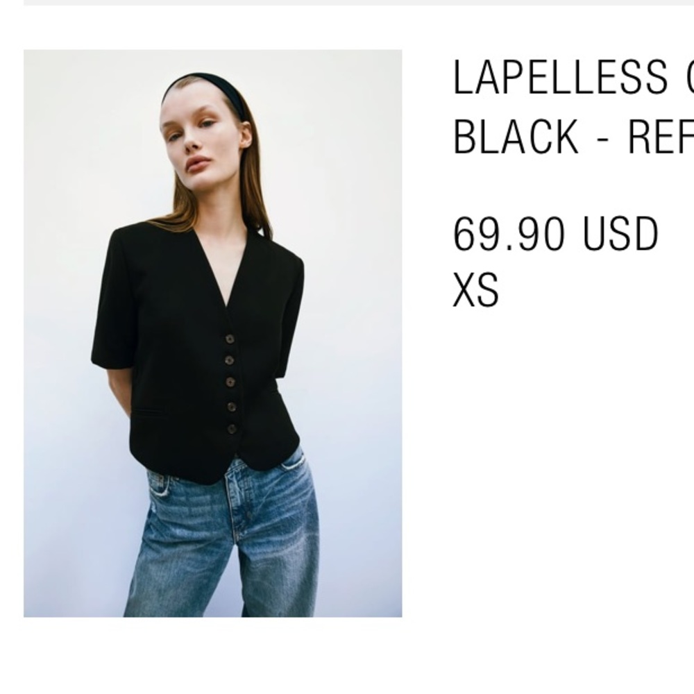 Zara short sleeve cropped blazer black xs